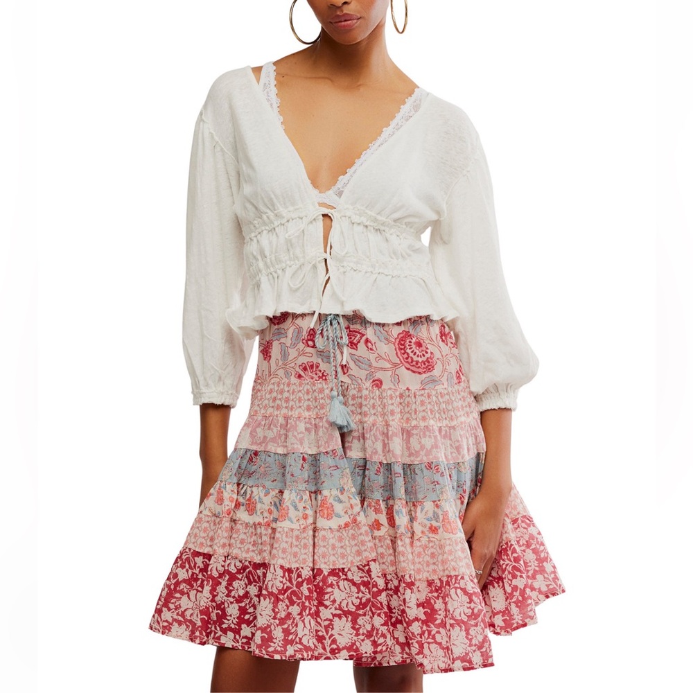 Free People Women's Lets‎ Go Linen Cotton Blouse, Size XSMALL